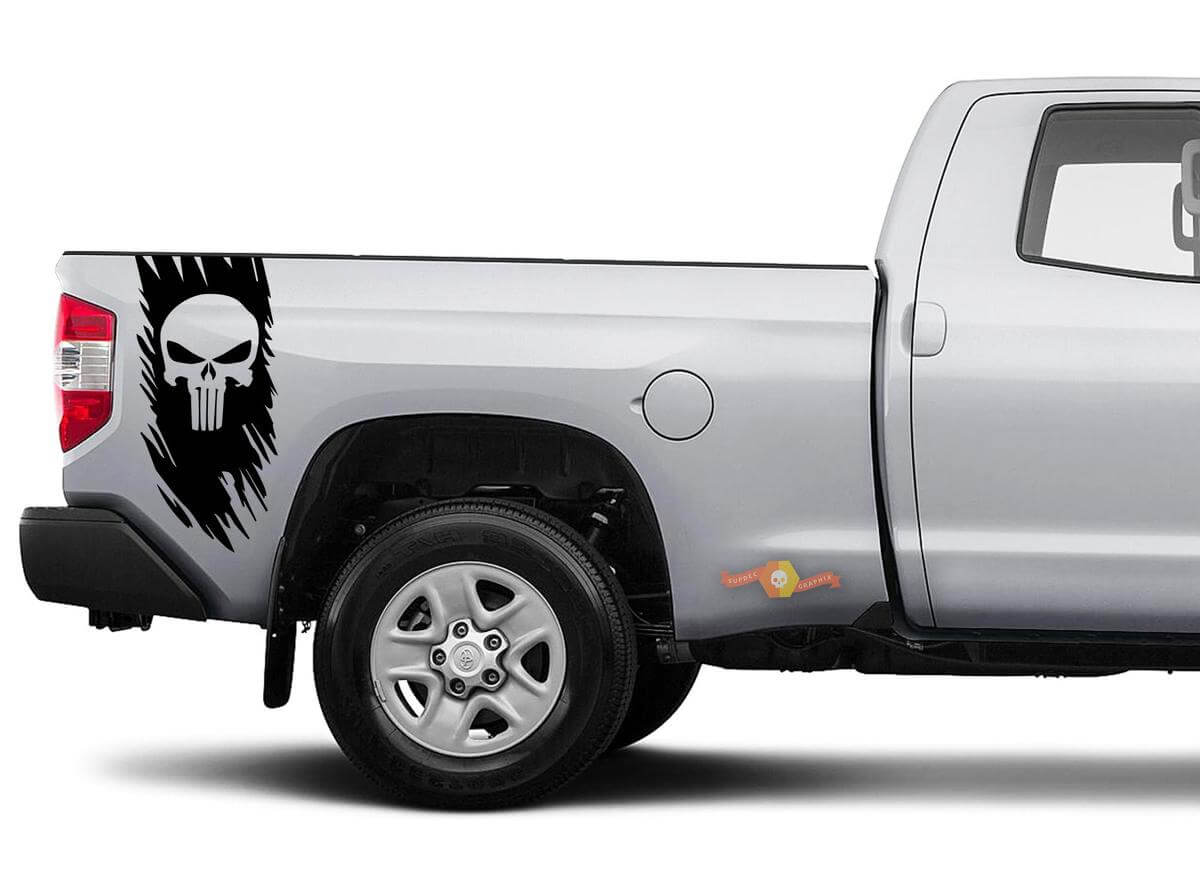 Punisher Skull zij vinyl decal voor Toyota Nissan Chevy trucks