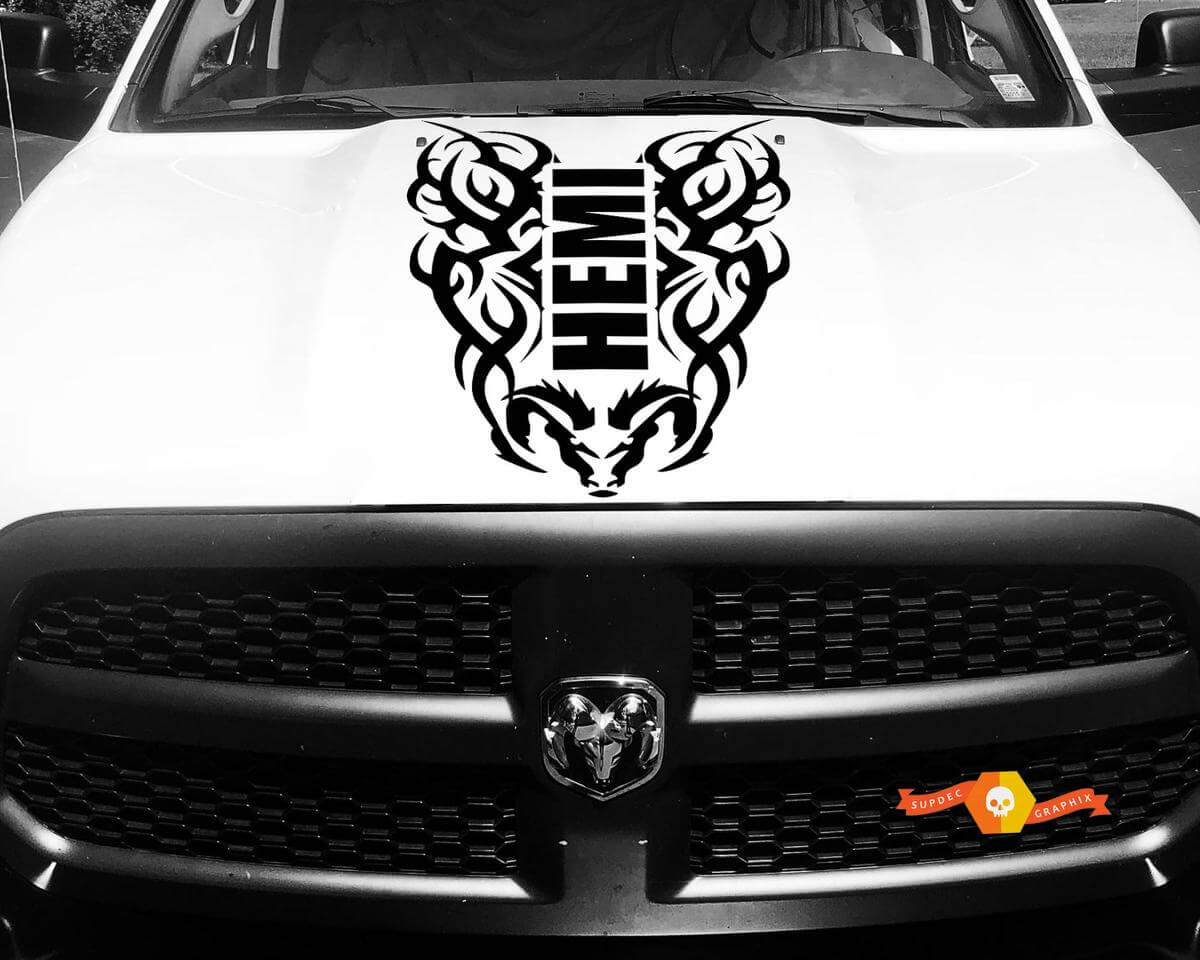 Tribal Style Hemi Motorkap Vinyl Sticker voor Dodge Ram 1500
