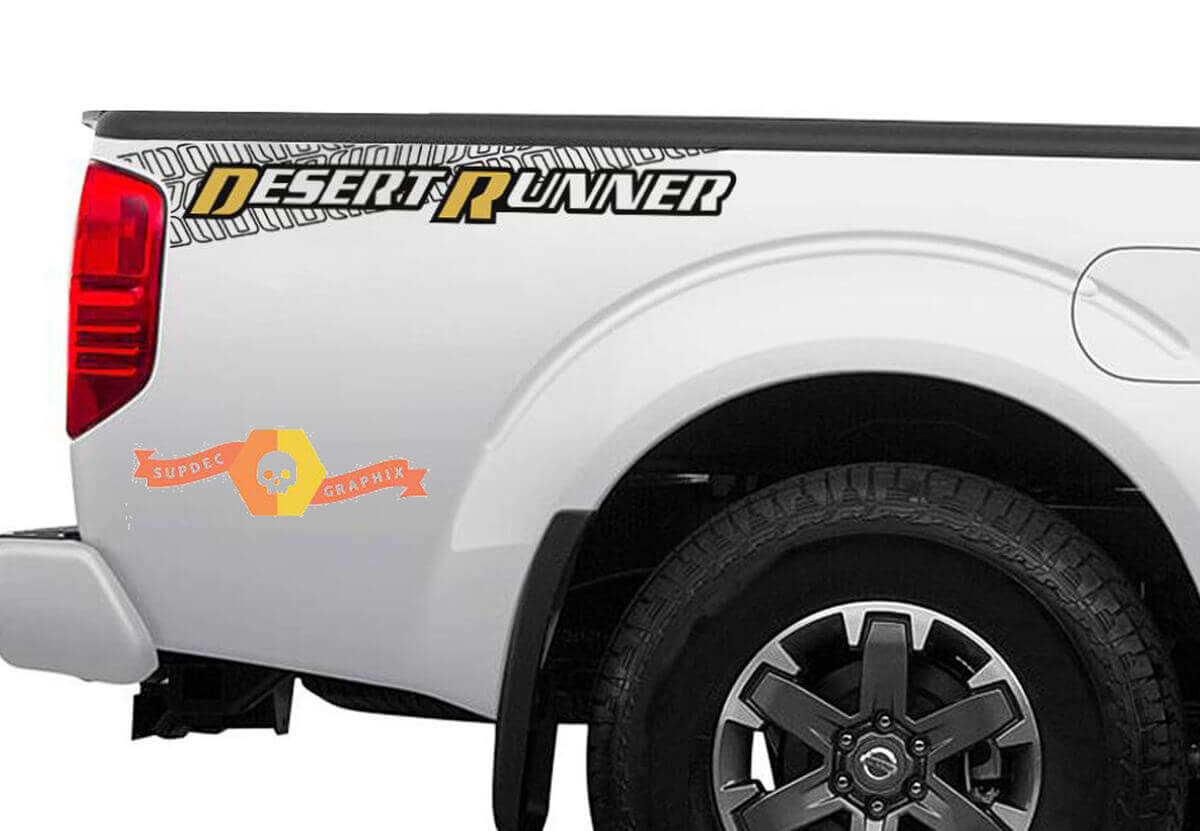 Desert Runner Bandenprofiel Bed Zij Vinyl Decal Set voor Nissan Frontier