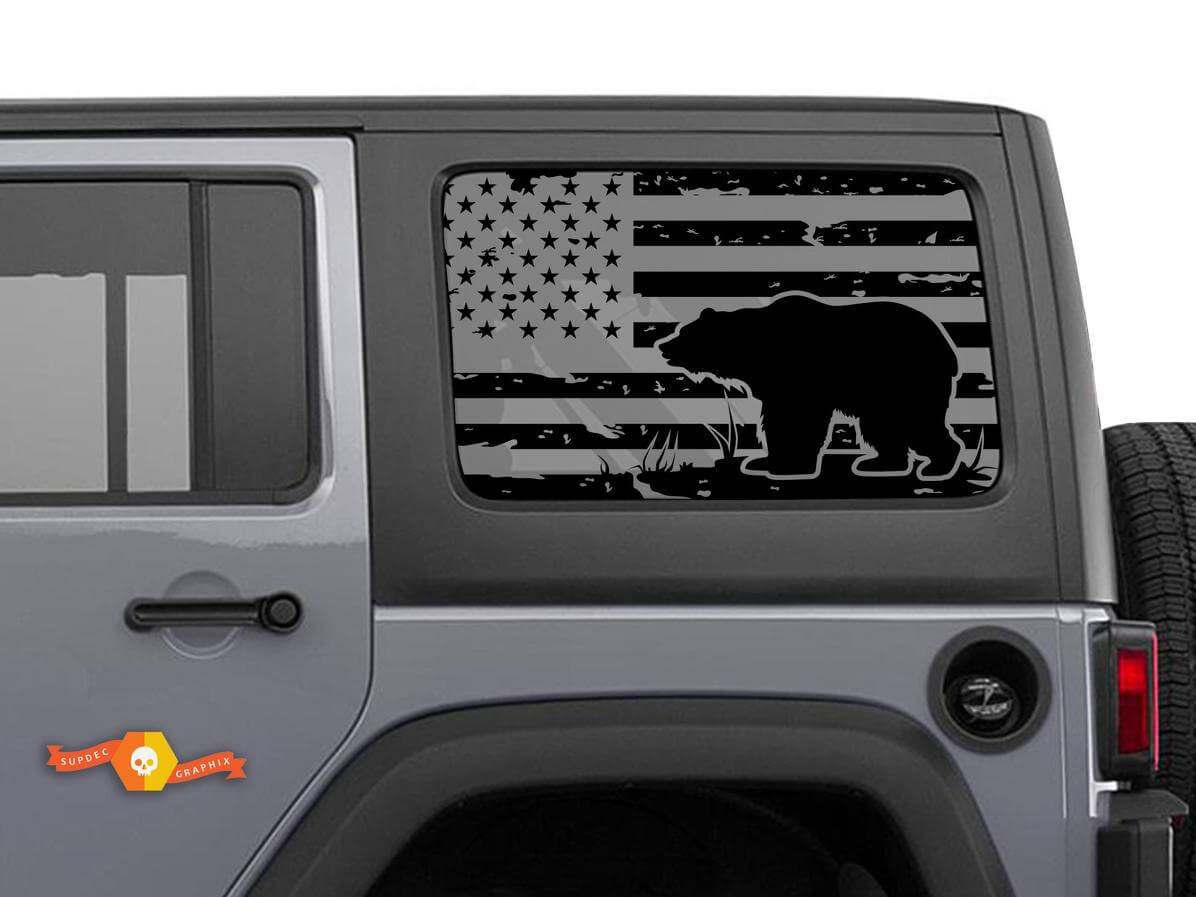 USA-vlag draag achterzijraamsticker set voor Jeep Wrangler Hardtop