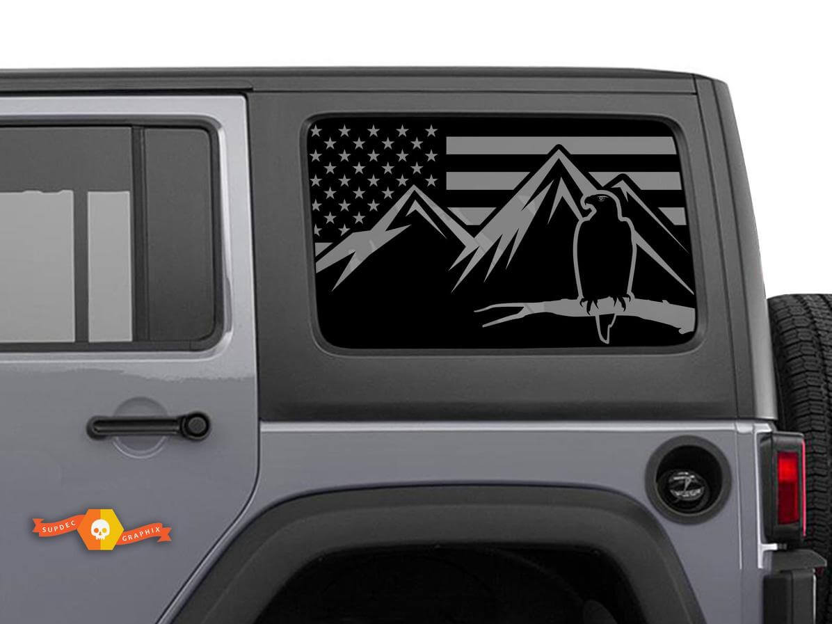USA Vlag Adelaar Bergen Zijraam Sticker Set voor Jeep Wrangler Hardtop