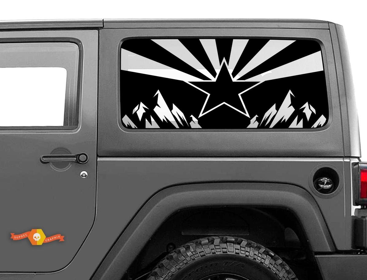 Jeep Wrangler Rubicon Hardtop Vlag Arizona Mountains Voorruit Sticker Decal JKU JLU 2007-2019 of Tacoma 4Runner Tundra Suba Charger Challenger - 21
