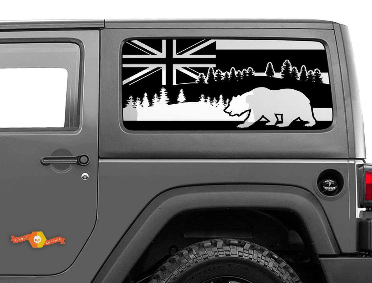 Hawaï Vlag en Beer Zijraam Vinyl Decal Sticker voor Jeep Wrangler 2007-2019