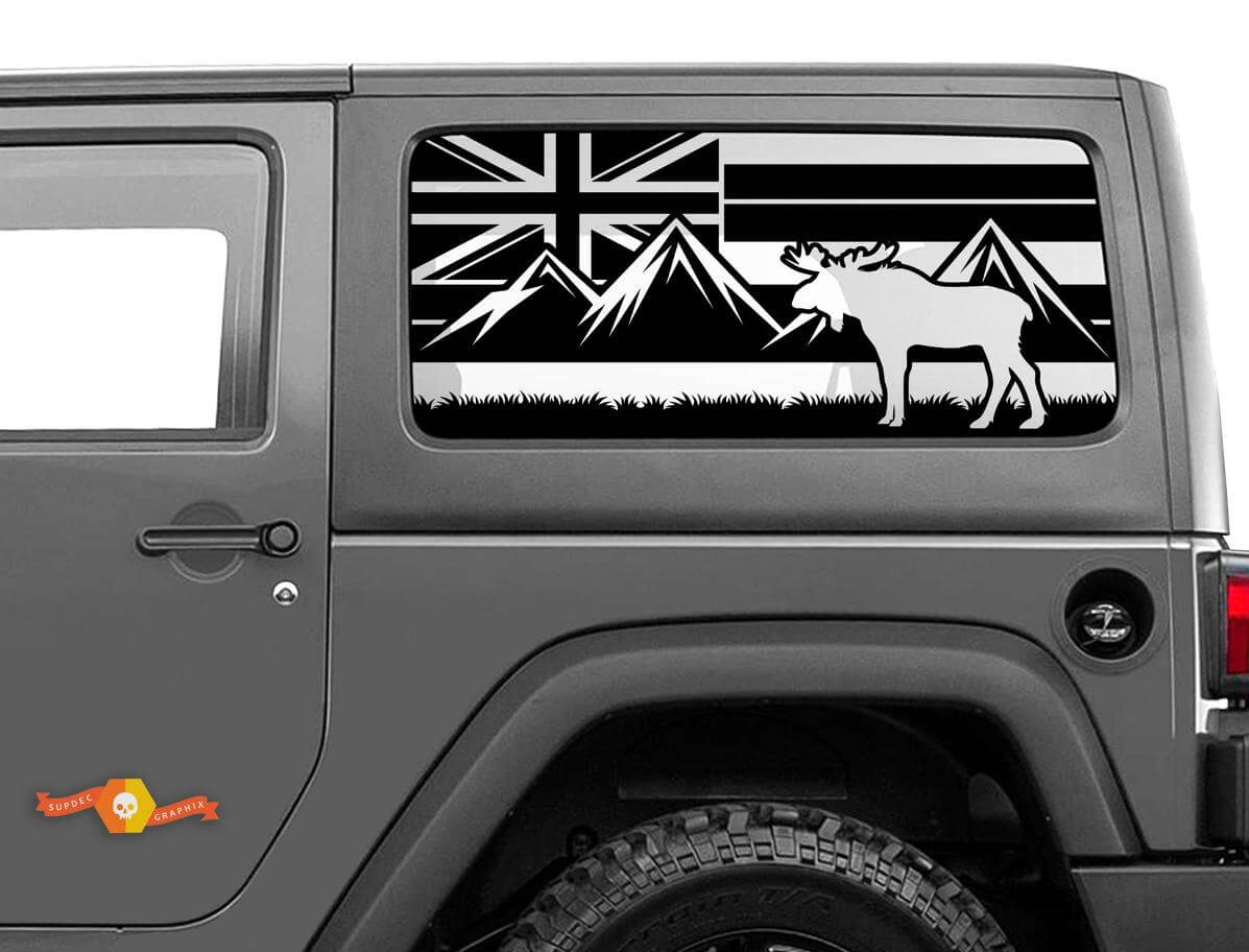 Hawaï Vlag Elanden Bergen Voorruit Sticker Decal Voor Jeep Wrangler Rubicon Hardtop JKU JLU 2007-2019 of Tacoma 4Runner Tundra Charger Challenger
