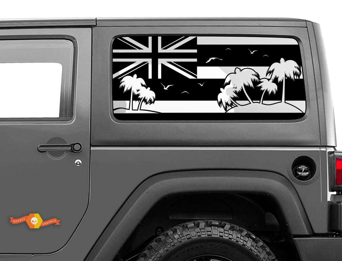 Hawaii Vlag Palm Bomen Voorruit Sticker Decal Voor Jeep Wrangler Rubicon Hardtop JKU JLU 2007-2019 of Tacoma 4Runner Tundra Charger Challenger