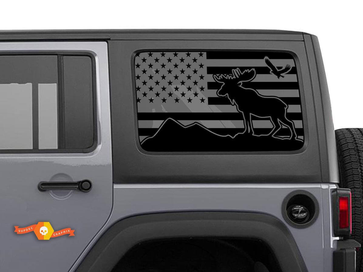 USA Vlag Eland Zijraam Vinyl Decal Set voor Jeep Wrangler Hardtop