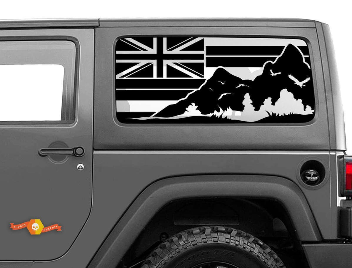 Hawaï Vlag Grote Bergen Zijraam Vinyl Decal Sticker voor Jeep Wrangler 2007-2019
