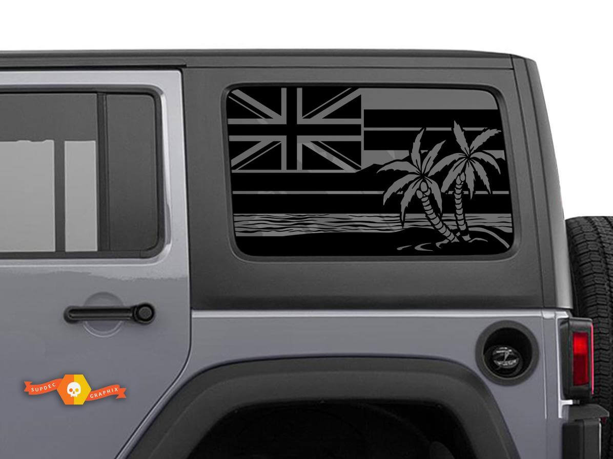 Vlag Hawaii Palmboom Voorruit Sticker Decal Voor Jeep Wrangler Rubicon Hardtop JKU JLU 2007-2019 of Tacoma 4Runner Tundra Charger Challenger