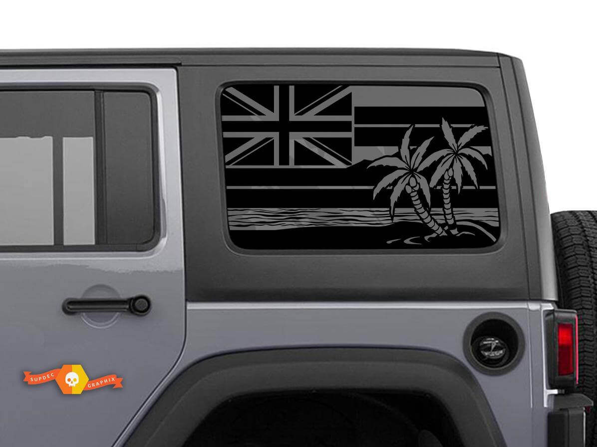 Hawaï Vlag Zijruit Vinyl Decal Sticker voor Jeep Wrangler 2007-2019