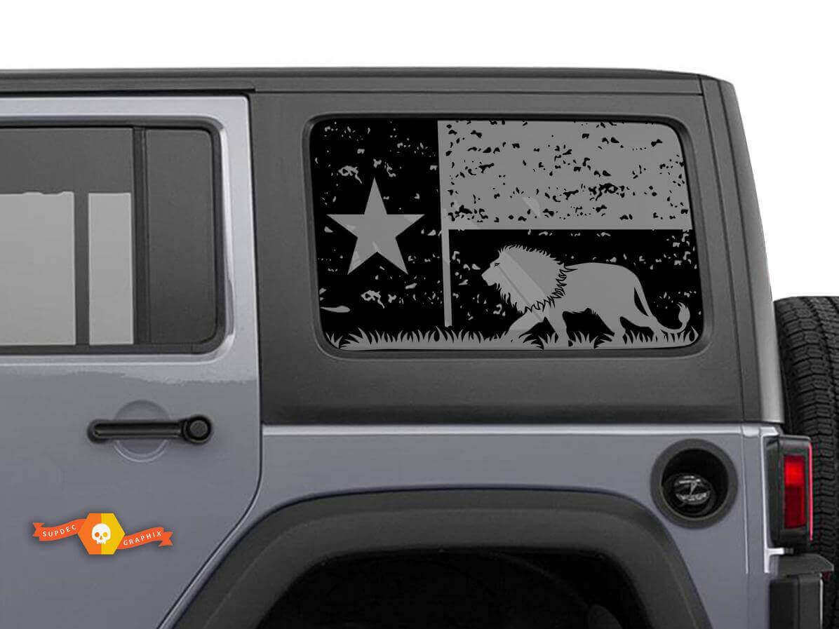 Verwoeste Texas Vlag Leeuw Zijraam Vinyl Decal Sticker voor Jeep Wrangler 2007-2019