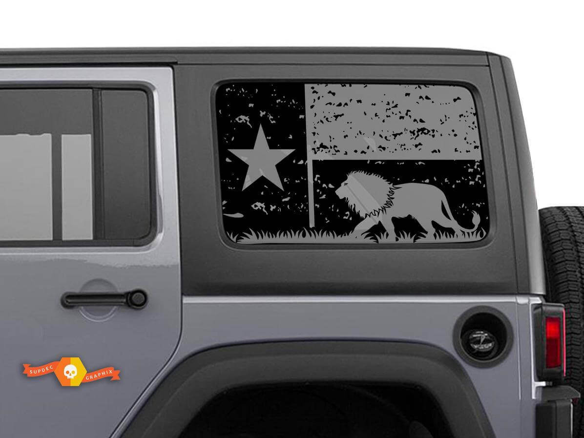 Hardtop Texas Vlag Leeuw Bergen Vernield Ruitsticker Sticker voor Jeep Wrangler Rubicon JKU JLU 2007-2019 of Tacoma 4Runner Tundra Charger Challenger