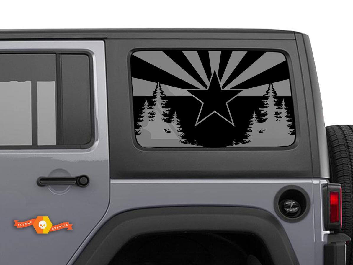 Jeep Wrangler Rubicon Hardtop Vlag Arizona Mountains Forest Wilderness Voorruit Sticker Decal JKU JLU 2007-2019 of Tacoma 4Runner Tundra Suba Charger Challenger - 59
