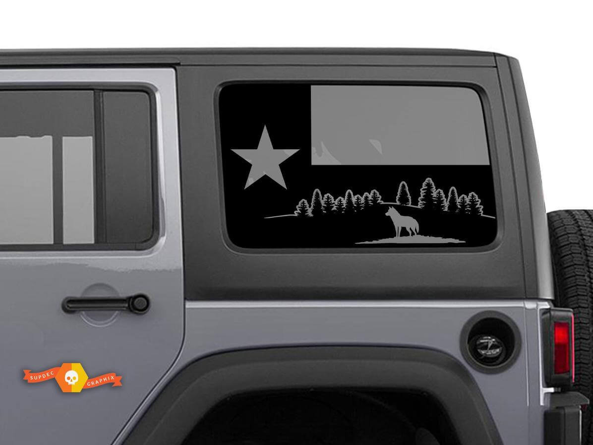 Texas Vlag Wolf Zijraam Vinyl Decal Sticker voor Jeep Wrangler 2007-2019