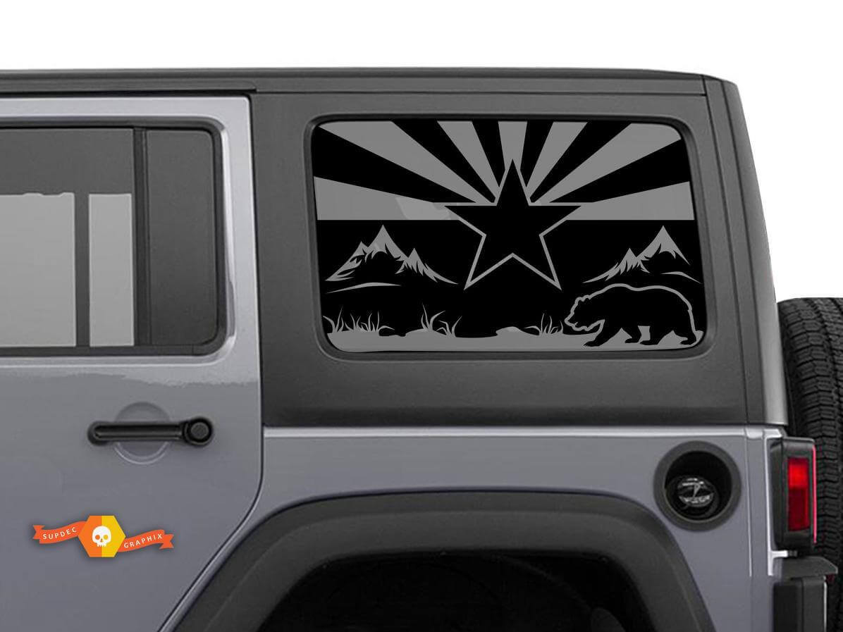 California Bear en Star-sticker voor achterruitontwerp van Jeep Wrangler
