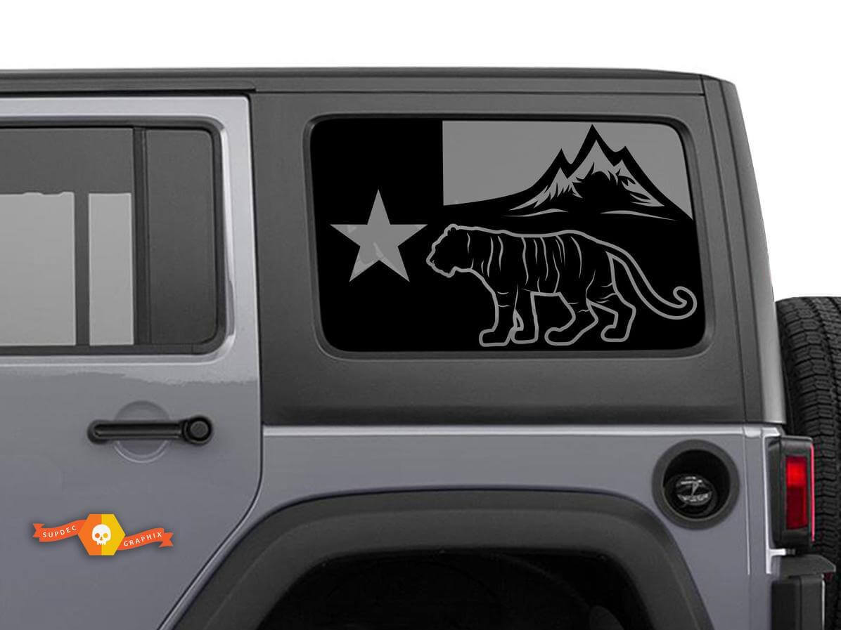 Texas Vlag Tijger Zijruit Vinyl Decal Sticker voor Jeep Wrangler 2007-2019