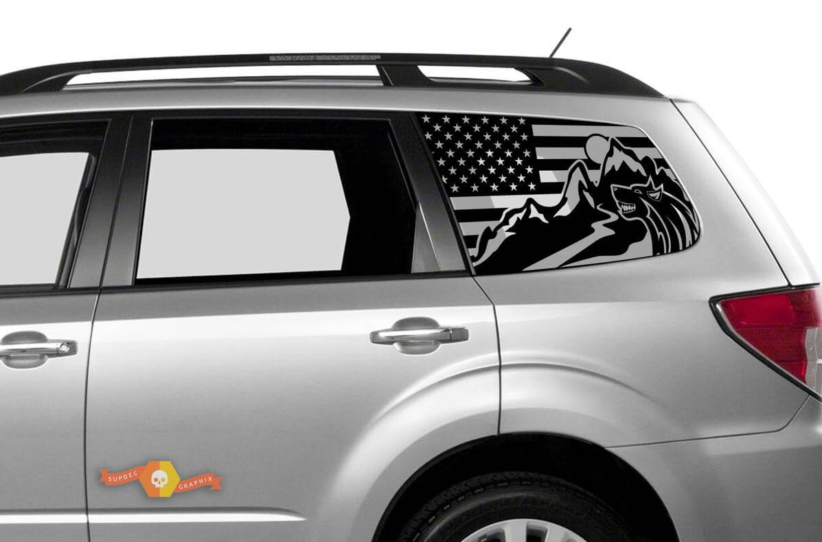 Suba Ascent Forester Hardtop USA vlag Forest Mountains voorruit sticker sticker JKU JLU 2007-2019 of Tacoma 4Runner Tundra Dodge Challenger Charger Wrangler Rubicon - 83
