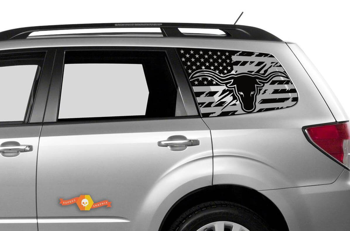 Suba Ascent Forester Hardtop USA vlag vernietigde voorruit sticker sticker JKU JLU 2007-2019 of Tacoma 4Runner Tundra Dodge Challenger Charger Wrangler Rubicon - 95
