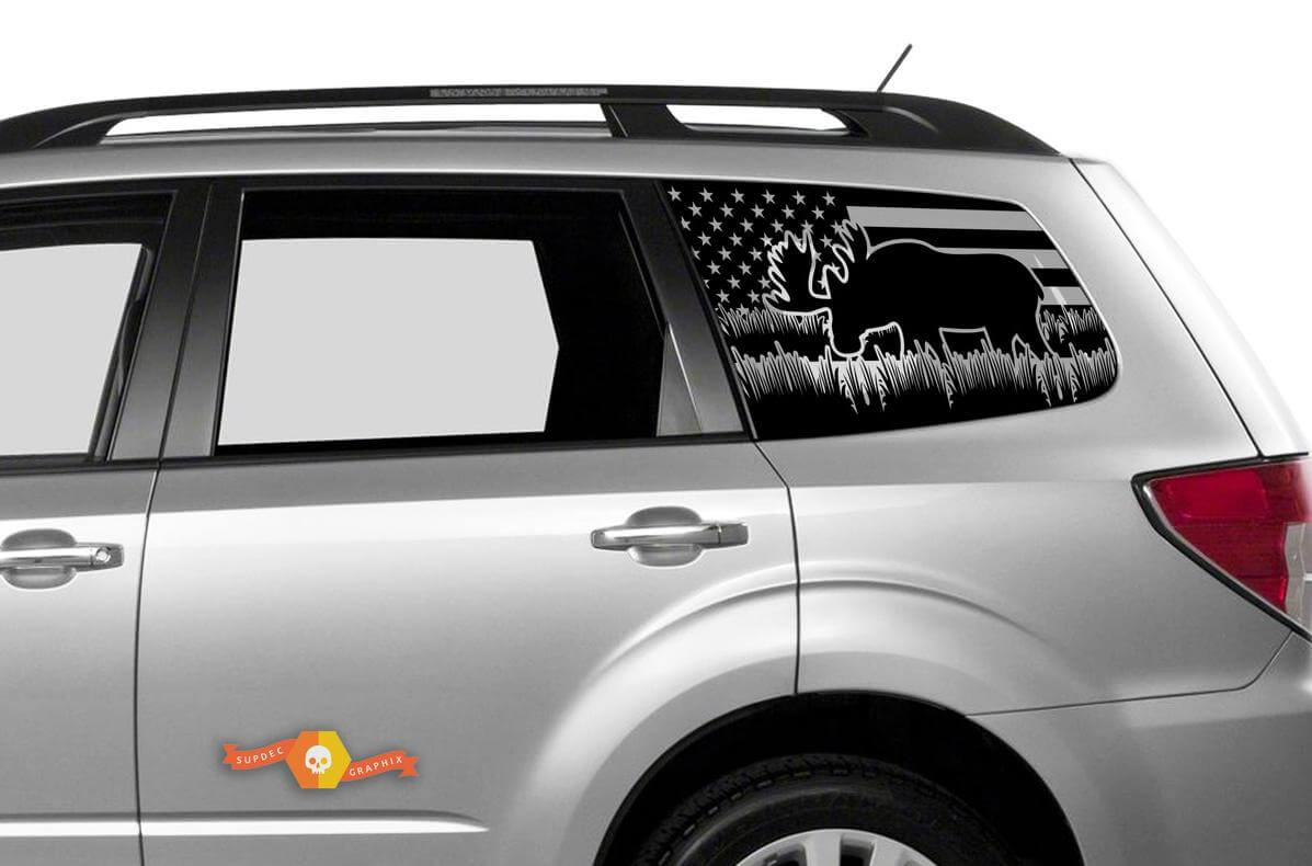 Suba Ascent Forester Hardtop USA vlag Moose voorruit sticker sticker JKU JLU 2007-2019 of Tacoma 4Runner Tundra Dodge Challenger Charger Wrangler Rubicon - 97
