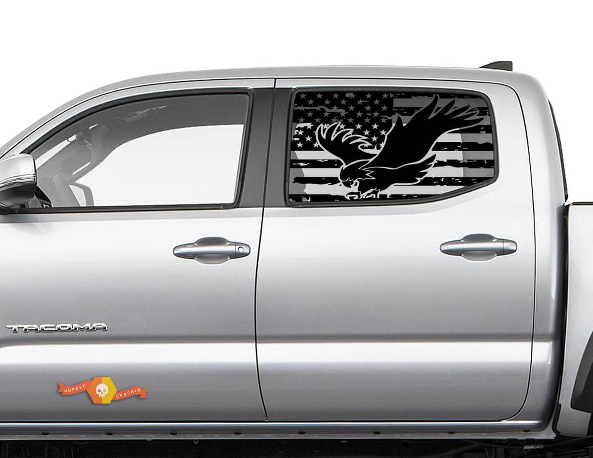 Toyota Tacoma 4Runner Tundra Hardtop USA vlag Forest Eagle voorruit sticker sticker JKU JLU 2007-2019 of Dodge Challenger Charger Suba Ascent Forester Wrangler Rubicon - 114
