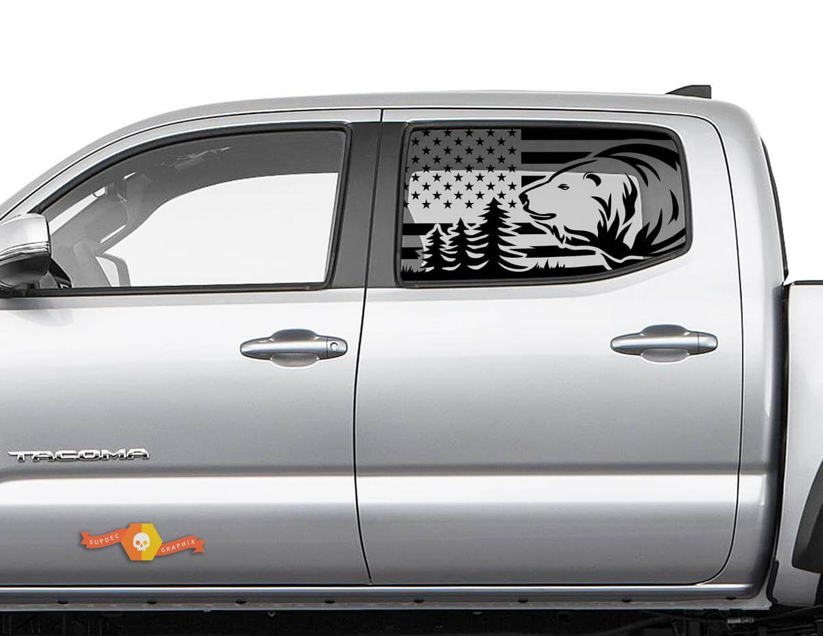Toyota Tacoma 4Runner Tundra Hardtop USA vlag Forest Bear voorruit sticker sticker JKU JLU 2007-2019 of Dodge Challenger Charger Suba Ascent Forester Wrangler Rubicon - 115
