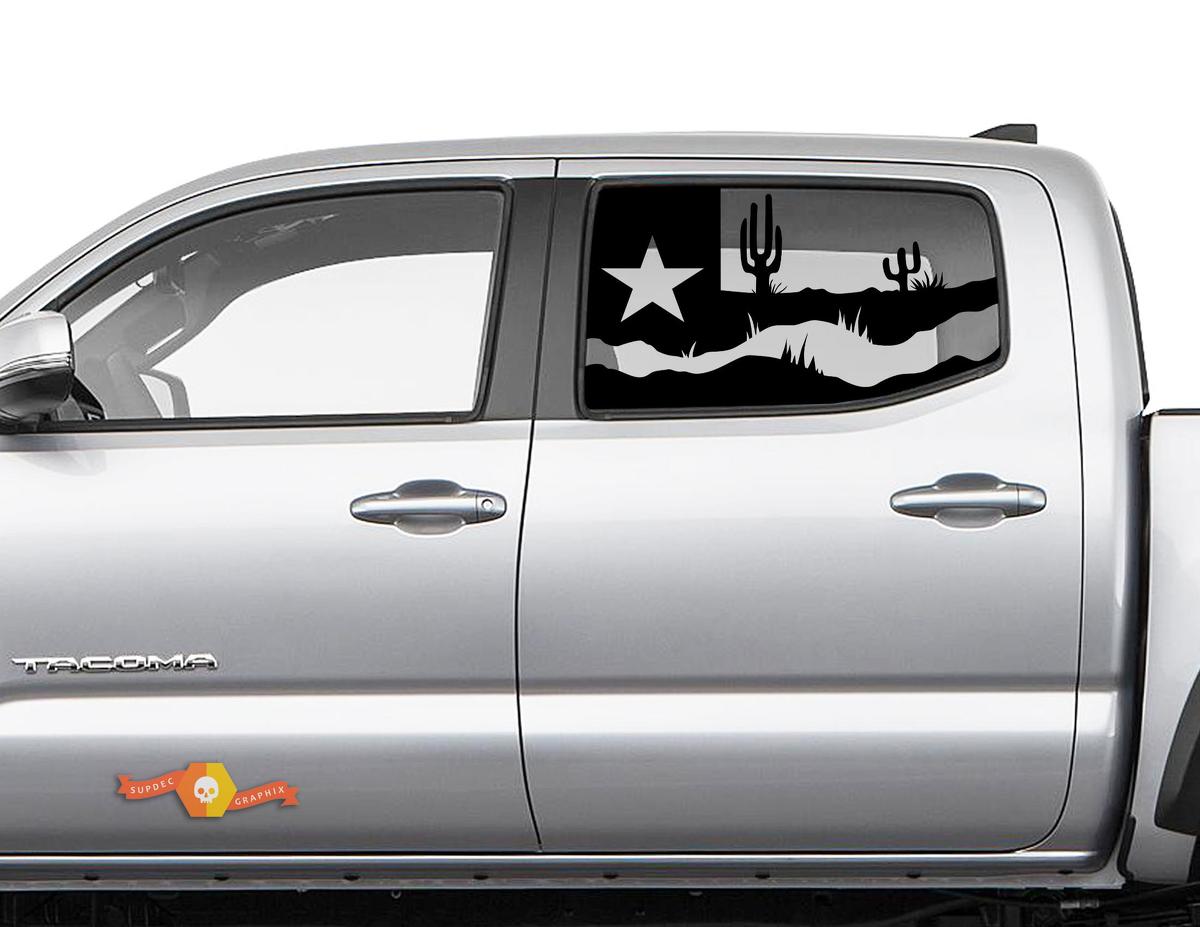 Texas vlag woestijnlandschap zijraam vinyl decal sticker voor Toyota Tacoma