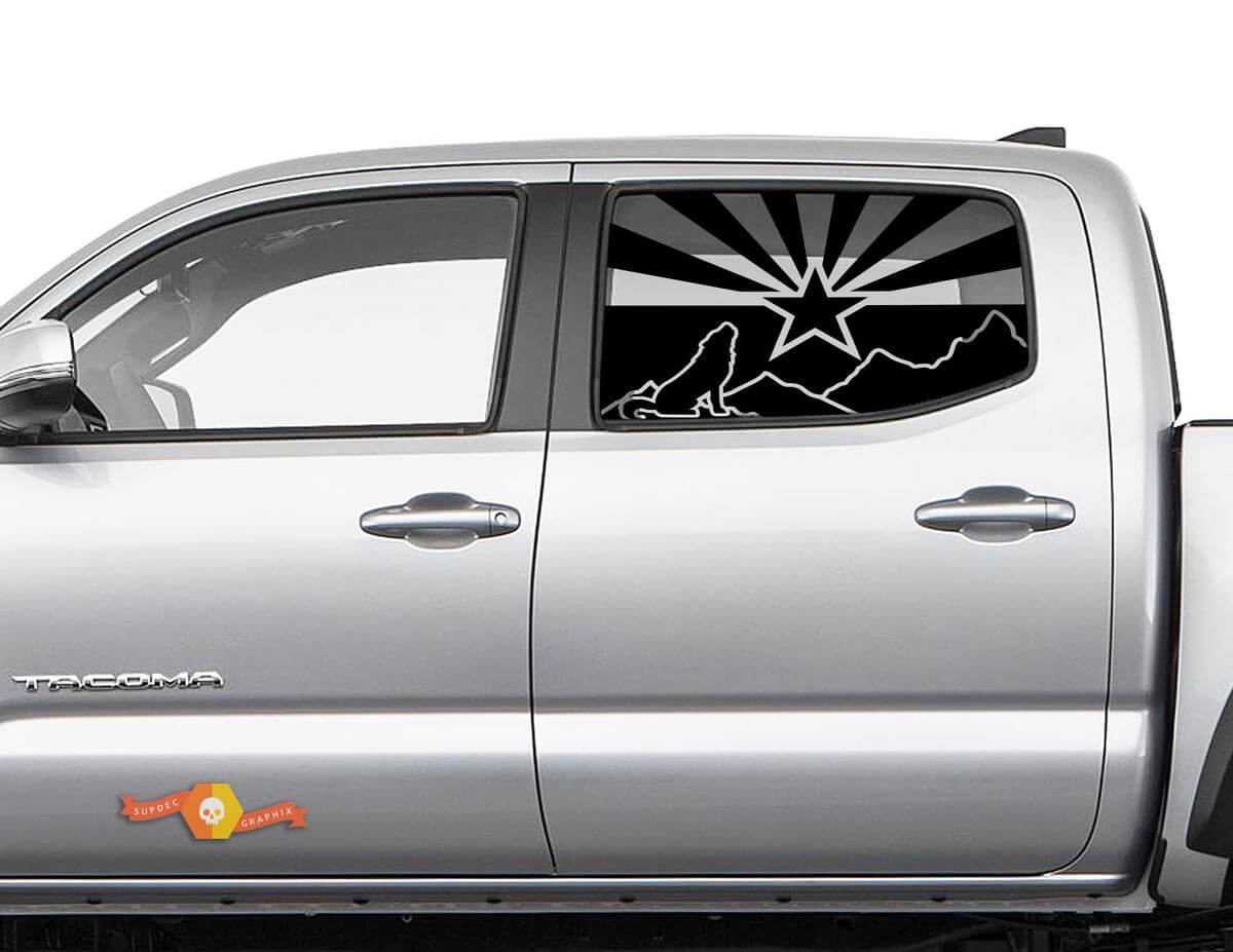 Arizona vlag wolf bergen zijraam vinyl sticker voor Toyota Tacoma