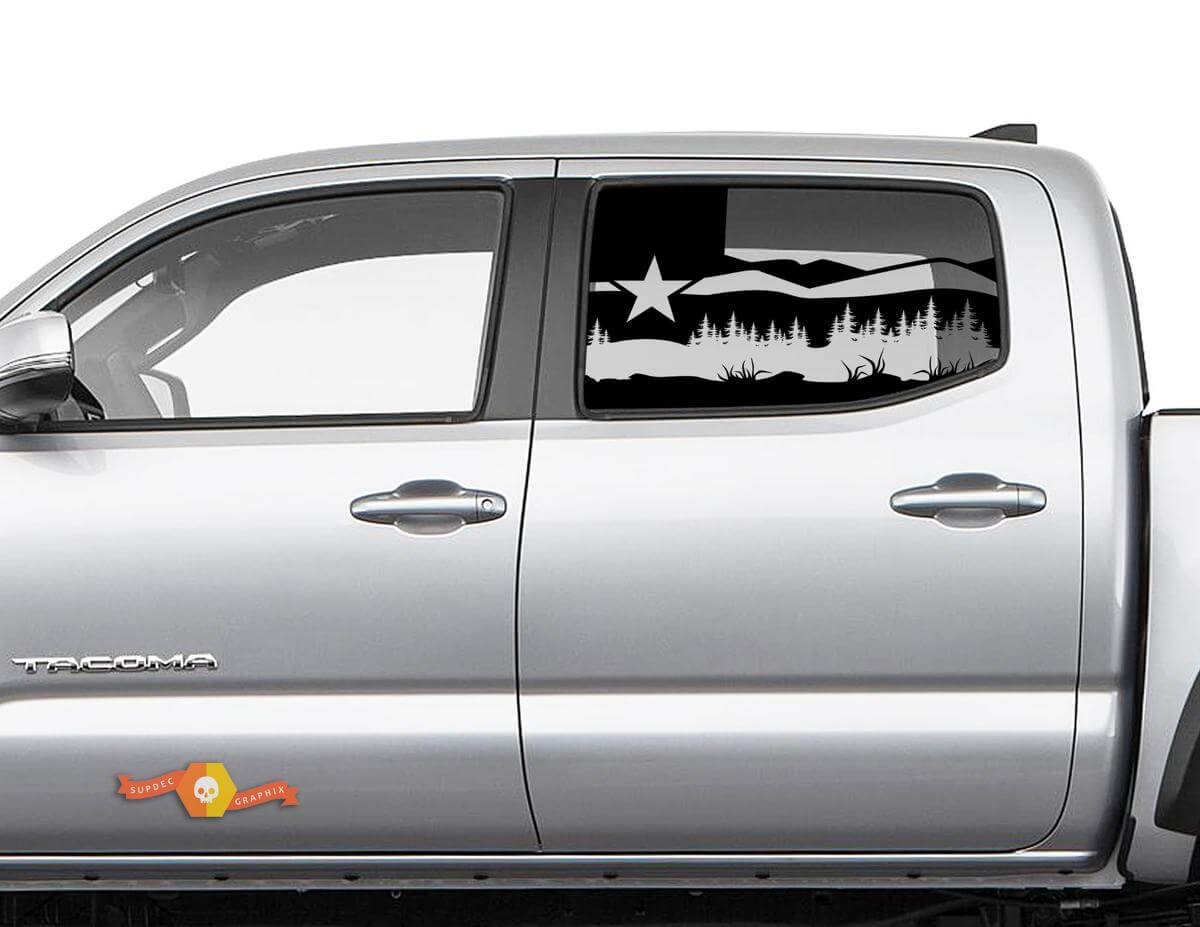 Toyota Tacoma 4Runner Tundra Hardtop Vlag Texas Forest Fields Eagle Zijraamsticker
