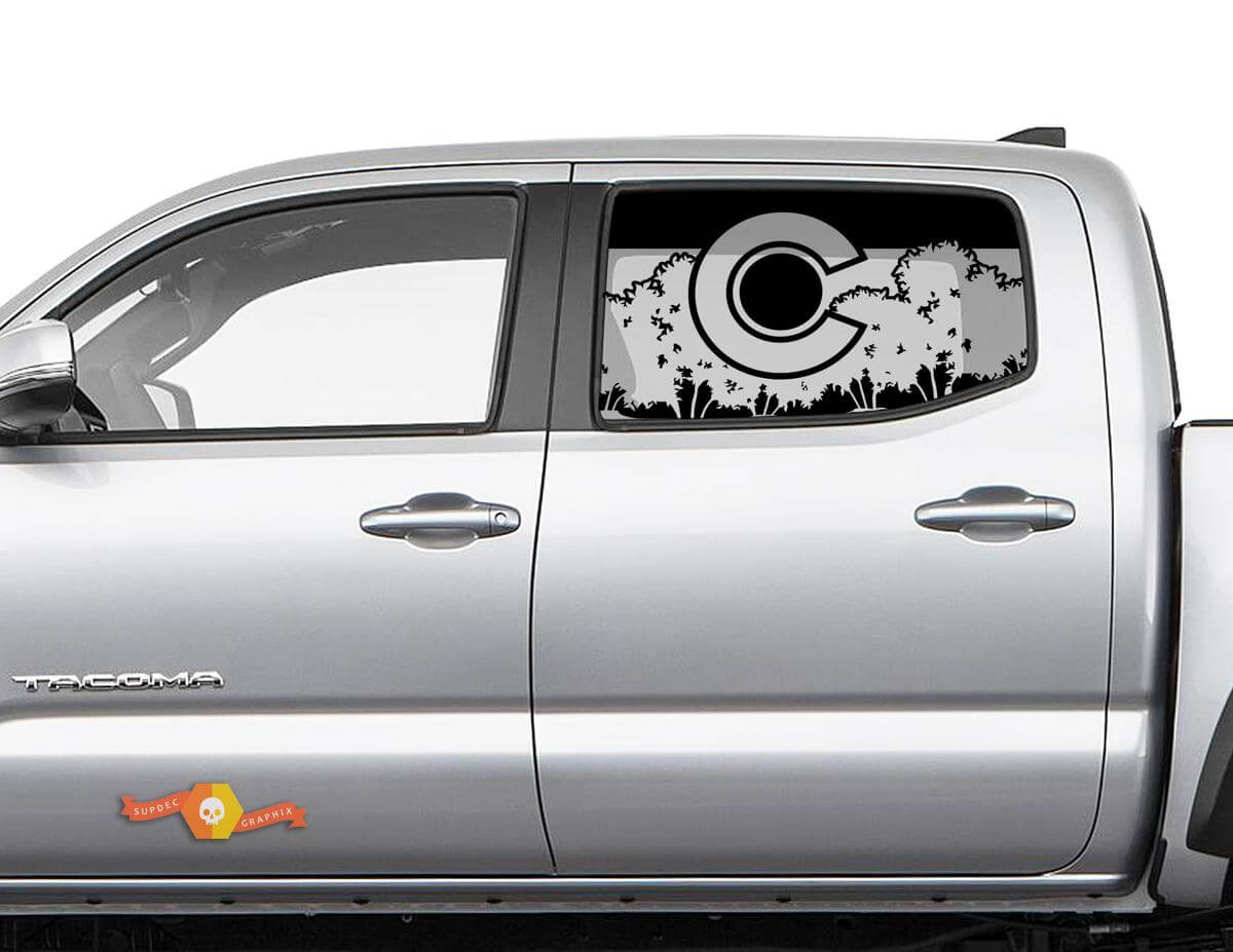 Colorado vlag Forest Mountains voor zijruit Toyota Tacoma 4Runner Tundra sticker
