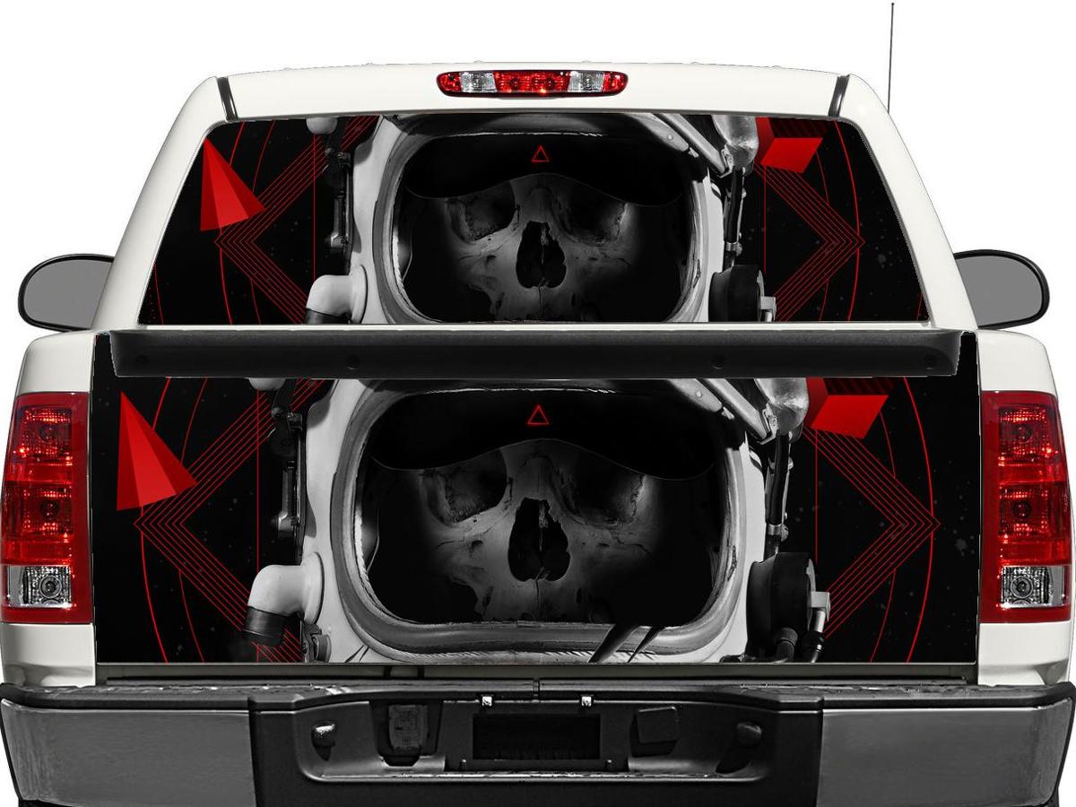 Schedel kosmonaut achterruit of achterklep sticker sticker pick-up truck SUV auto
