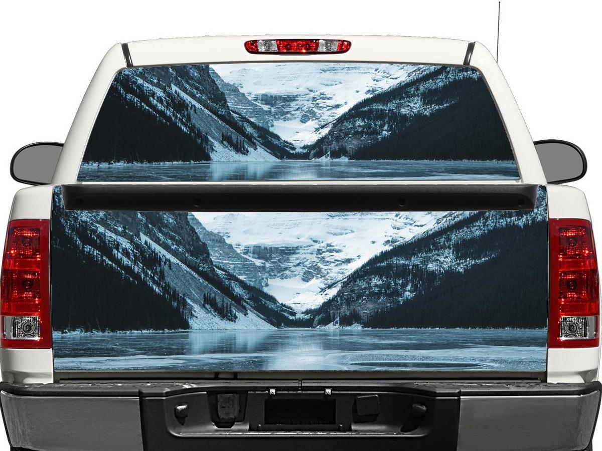 Sneeuwbergen Landschap Achterruit- of Achterklep Vinyl Sticker voor Pick-up Trucks SUV's