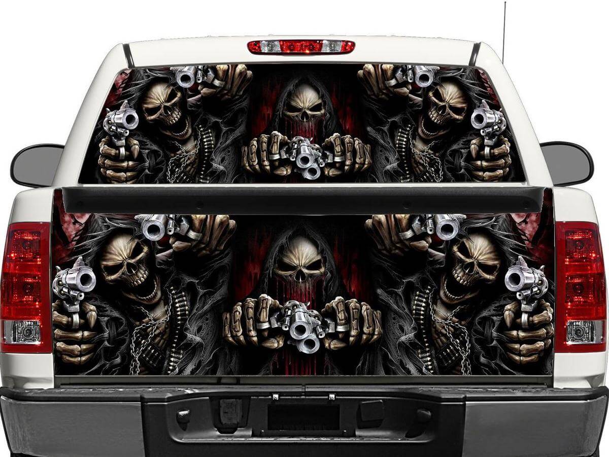 Skull Pistols Achterruit- of Achterklepstickerwrap voor Pickup Truck SUV