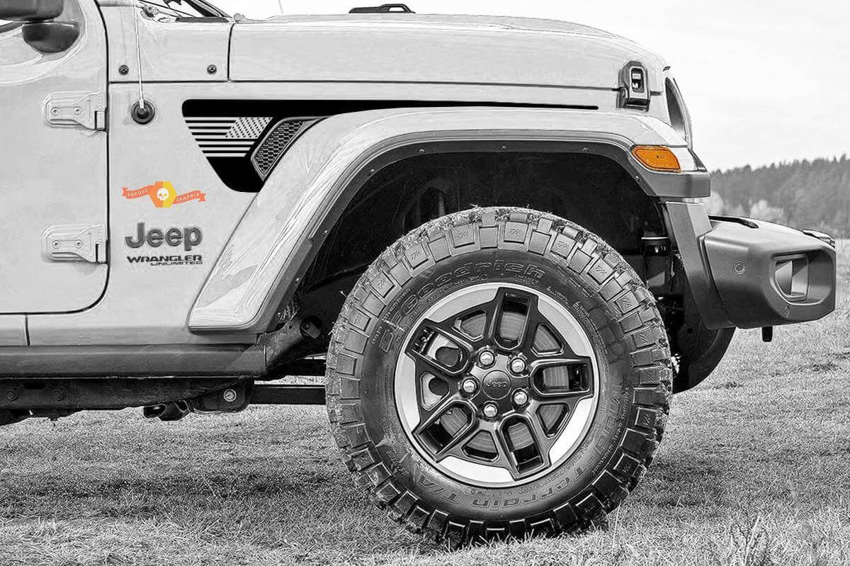 USA vlag spatbordventilatiedecalset voor Jeep Wrangler Gladiator