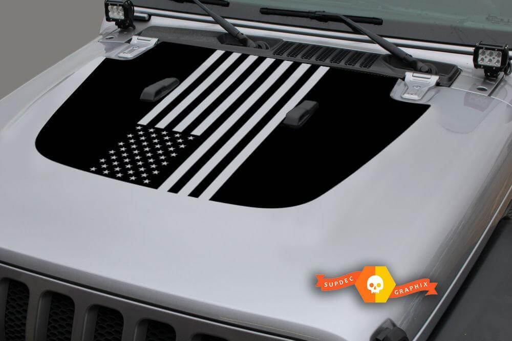 USA-vlag motorkap vinylsticker voor Jeep Gladiator JT en Wrangler JL JLU