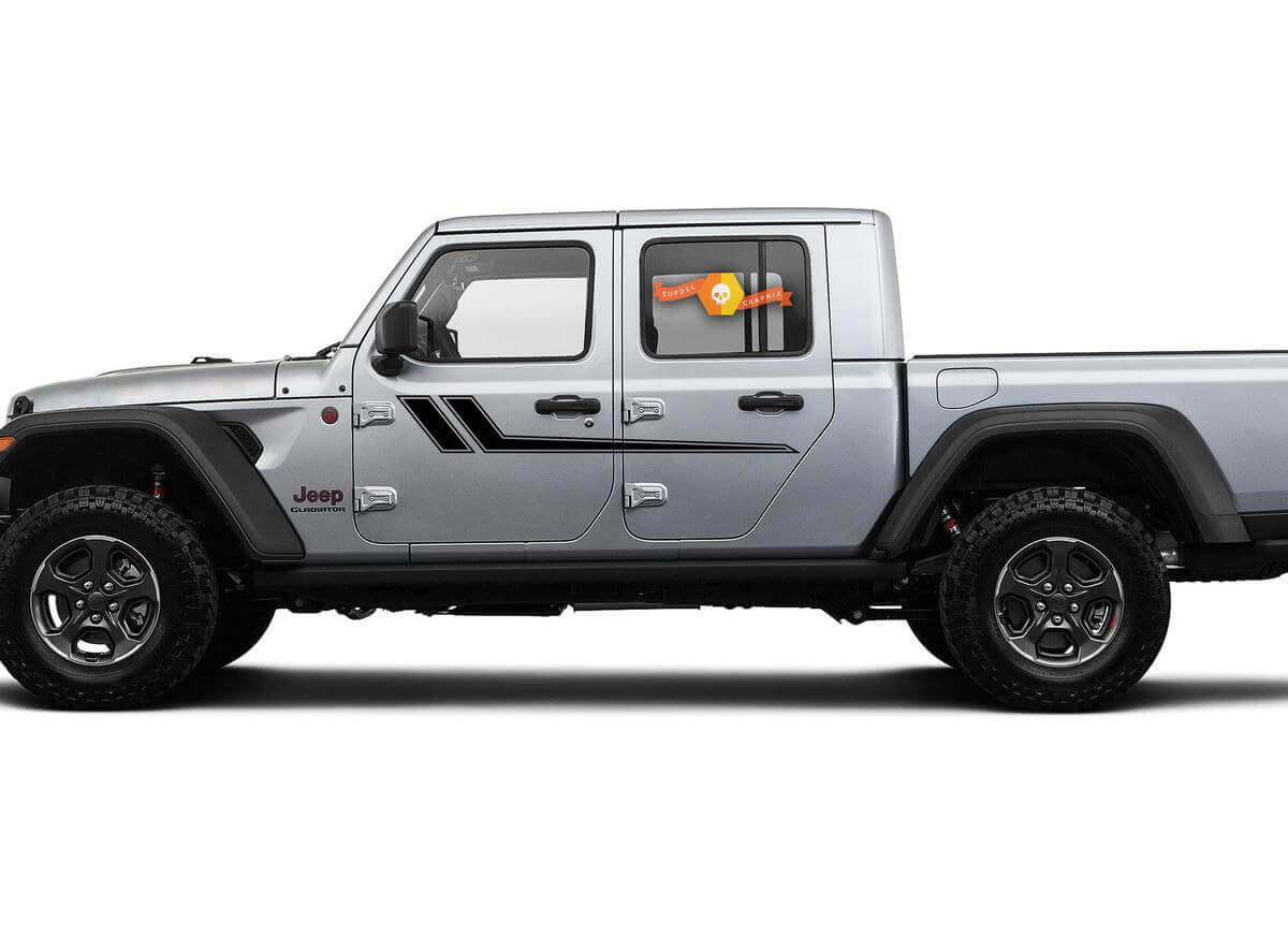 Dubbele Omrande Deurstreep Vinyl Decal Kit voor Jeep Gladiator & Wrangler
