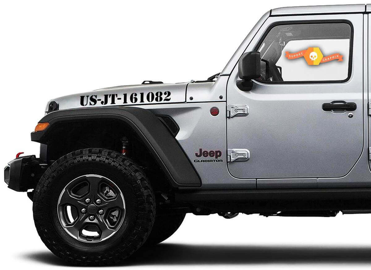 Custom Tekst Motorkap Vinyl Decal Kit voor Jeep Gladiator JT Wrangler JL JLU