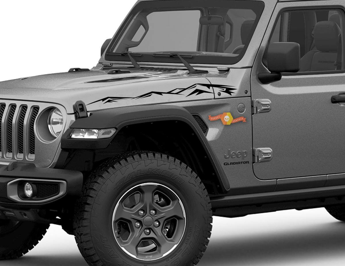 Paar Jeep Gladiator Side JT Wrangler JL JLU Hood Mountains Graphics Vinyl decal sticker Graphics kit voor 2018-2021
