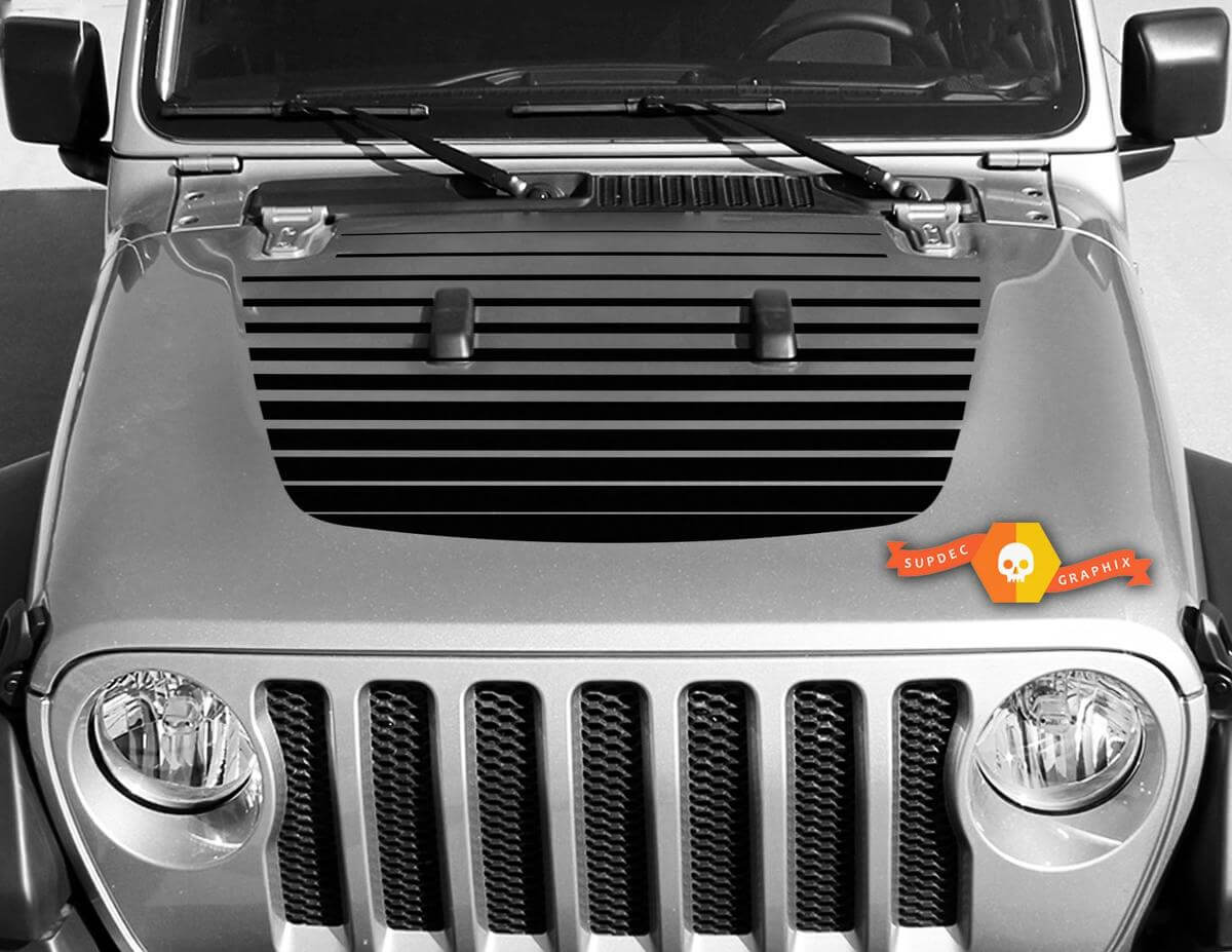 Strobe-stijl motordeksel vinylsticker voor Jeep Gladiator Wrangler