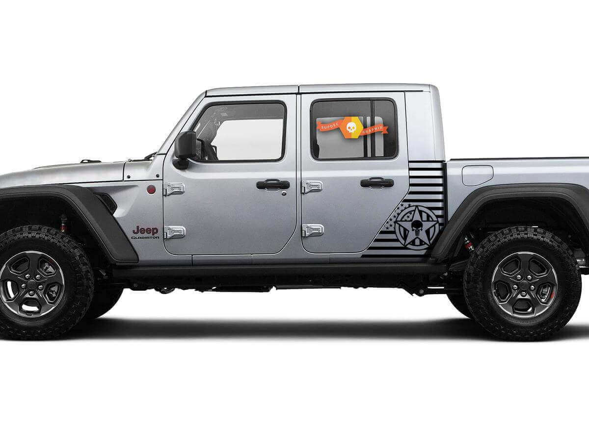 US-vlag militaire ster zijdelings vinyl sticker voor Jeep Gladiator