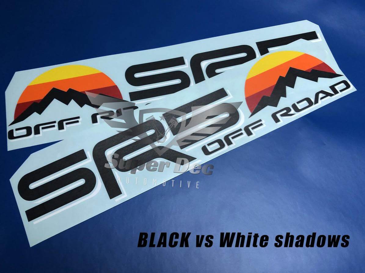Paar SR5 4x4 off-road met bergen vintage zonsondergang oude stijl kant vinyl stickers sticker geschikt voor Tacoma Tundra 4Runner
