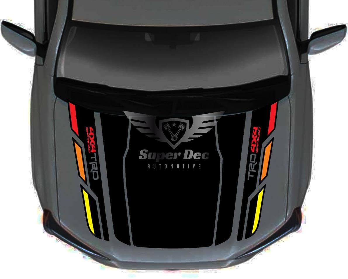 Vintage TRD-stijl motorkap vinylsticker voor Toyota 4Runner 5e generatie zonder luchtinlaat
