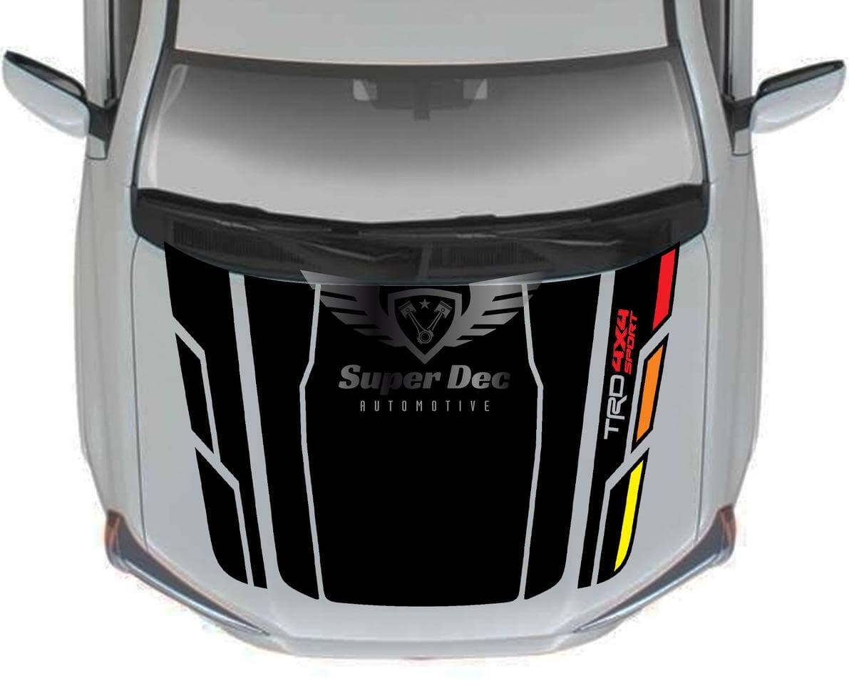 Vintage TRD-stijl 4x4 motorkap vinylsticker voor Toyota 4Runner 5e generatie zonder scoop