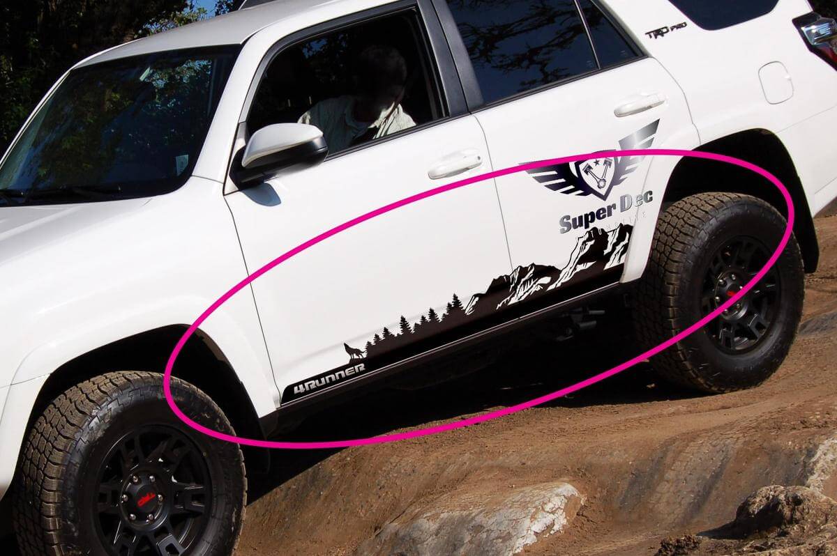 Bergen Bomen en Wolf Zijdeur Vinyl Decal Sticker voor Toyota 4Runner 2009-2024