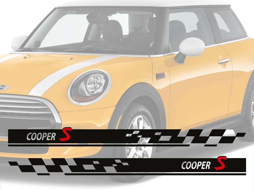 Cooper S zijruit geblokte vinyl decalset voor Mini Cooper