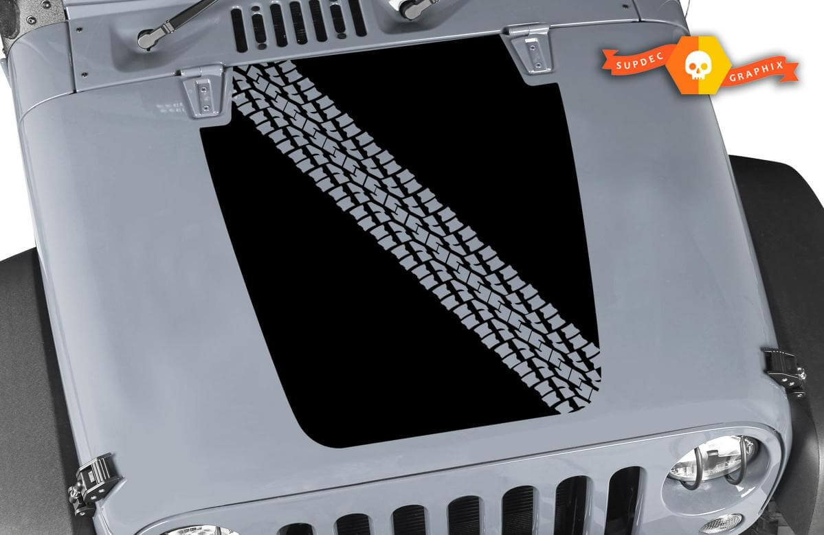 Tire Track Blackout Stijl Motorkap Vinyl Sticker voor Jeep Wrangler