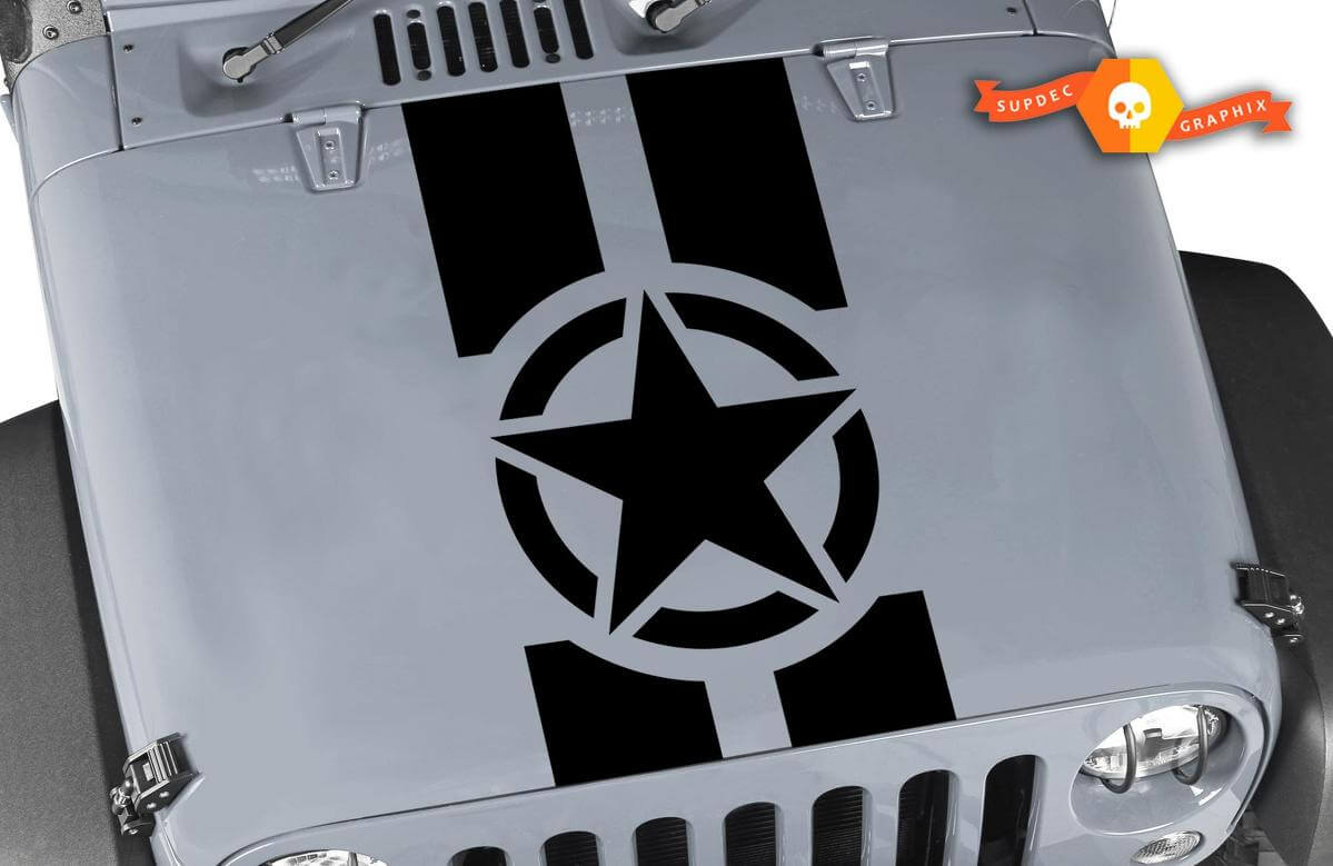 Military Star Kap Stripe Vinyl Decal Kit voor Jeep Wrangler