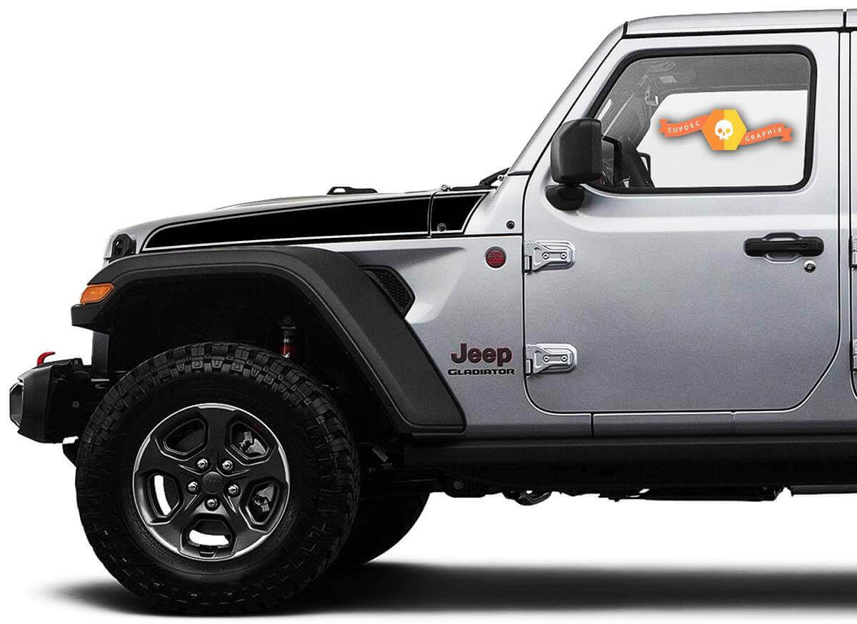 Outline Side Hood Stripes Vinyl Stickers Set voor Jeep Wrangler & Gladiator