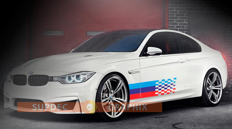 M Stijl Geblokte Vlag Zijvinyl Decal Sticker voor BMW M2