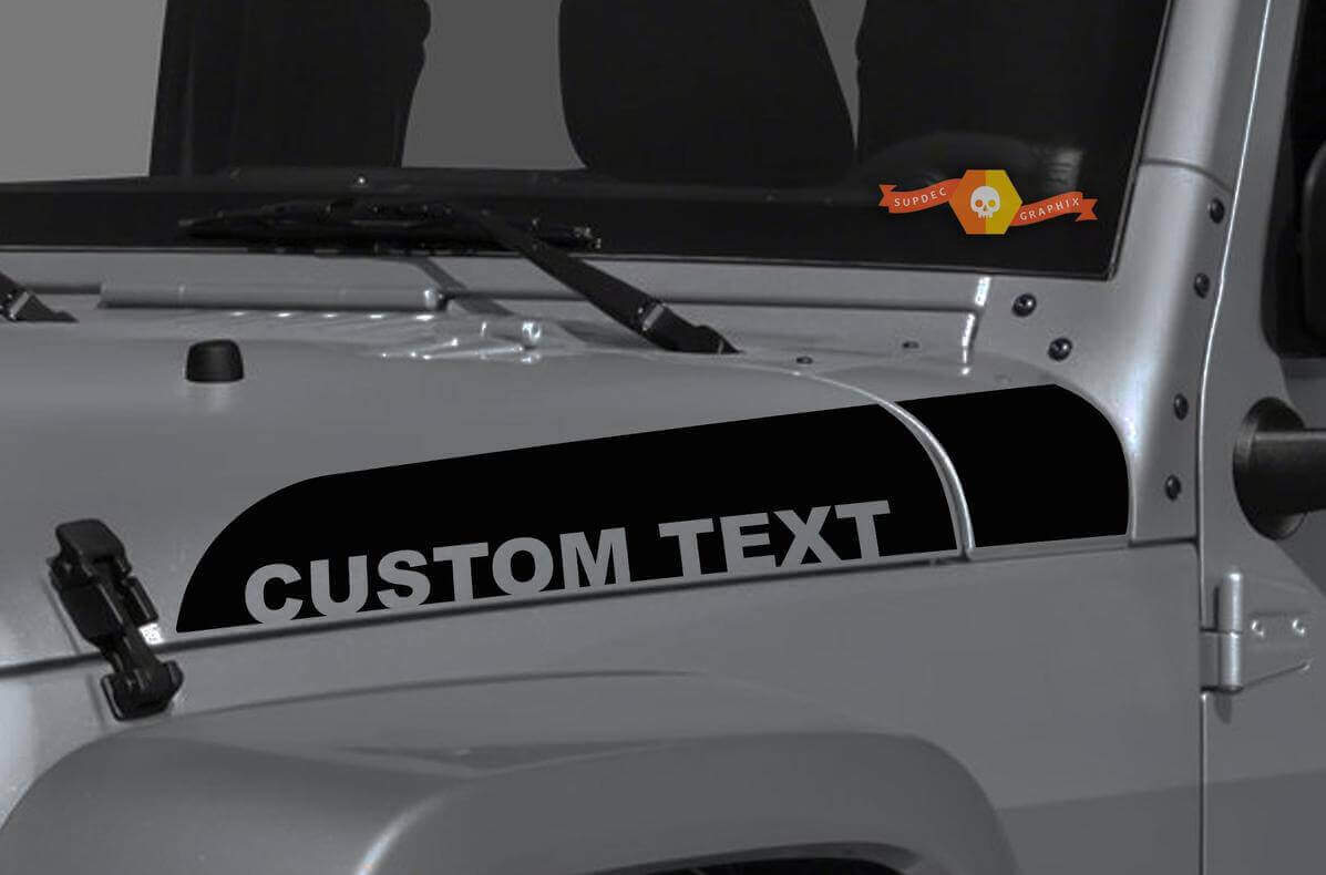 Aangepaste Tekst Motorkap Zijstrepen Vinyl Decal Kit voor Jeep Wrangler Gladiator