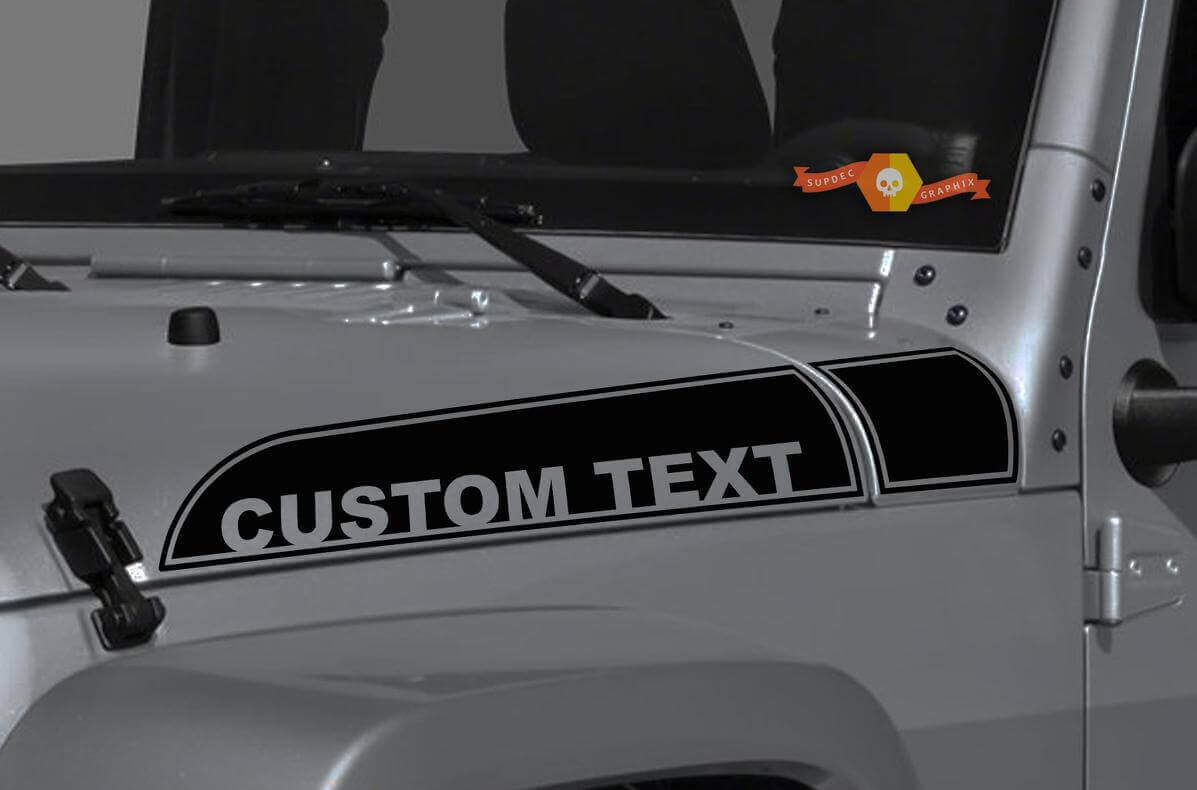 Aangepaste Tekstroming Motorkap Strepen Vinyl Decal Kit voor Jeep Wrangler Gladiator