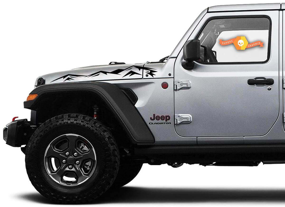 Mountains Motorkap Vinyl Sticker Decal 6 voor Jeep Wrangler Gladiator Rubicon JT JL JLU
